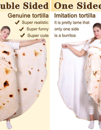 mermaker Burritos Tortilla Blanket 2.0 Double Sided 71 inches for Adult and Kids, Giant Funny Realistic Food Throw Blankets, 285 GSM Novelty Soft Flannel Taco Blanket (Yellow Blanket-Double Sided)
