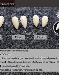COOLJOY 3 Sizes Vampire Fangs Teeth with Adhesive Halloween Party Cosplay Props White Horror False Teeth Props Party Favors Dress Up Accessories
