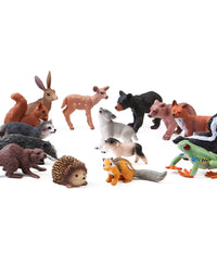 16pcs Forest Animals Baby Figures, Woodland Creatures Figurines, Miniature Toys Cake Toppers Cupcake Toppers Birthday Gift for Kids
