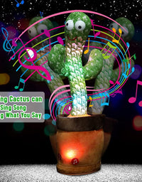 Emoin Dancing Cactus,Talking Cactus Toy,Sunny The Cactus Repeats What You Say,Electronic Dancing Cactus Toy with Lighting,Singing Cactus Recording and Repeat Your Words,Cactus Mimicking Toy for Kids
