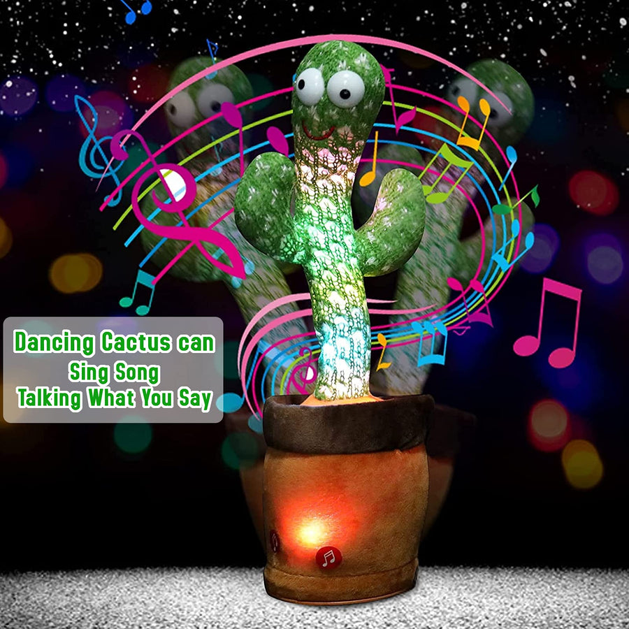 Emoin Dancing Cactus,Talking Cactus Toy,Sunny The Cactus Repeats What You Say,Electronic Dancing Cactus Toy with Lighting,Singing Cactus Recording and Repeat Your Words,Cactus Mimicking Toy for Kids