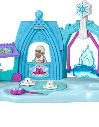 Disney Frozen Arendelle Winter Wonderland by Little People, ice skating playset with Anna and Elsa figures for toddlers and preschool kids
