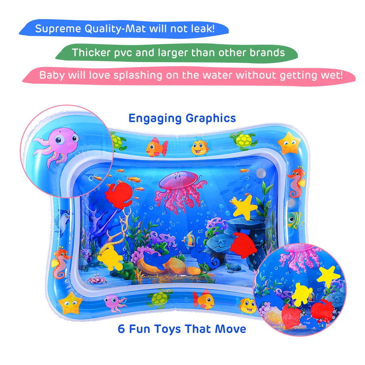 MAGIFIRE Tummy Time Baby Water Mat,Water Play Mat for 3 6 9 Months Baby Infant Toy Newborn Boy Girl