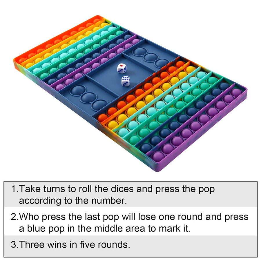 Big Pop Game Fidget Toy, Pop Rainbow Chess Board Fidget Popper Toy, Push Bubble Fidget Sensory Toy for Kids, Autism Stress Relief Toy for ADHA
