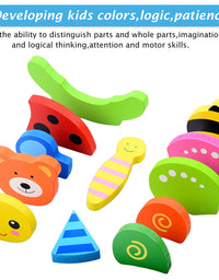 MAGIFIRE Wooden Toddler Puzzles Gifts Toys for 1 2 3 Year Old Boys Girls Baby Infant Kid Learning Educational 6 Animal Shape Jigsaw Eco Friendly Child Kid Montessori Stem Travel Toy
