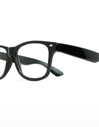 Skeleteen Retro Nerd Costume Glasses - Oversized Black Hipster Eyeglasses with Clear Lenses - 1 Pair
