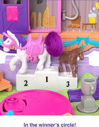 Polly Pocket Jumpin’ Style Pony Compact with Horse Show Theme, Micro Polly Doll & Friend, 2 Horse Figures (1 with Saddle & Tail Hair), Fun Features & Surprise Reveals, Great Gift for Ages 4 & Up
