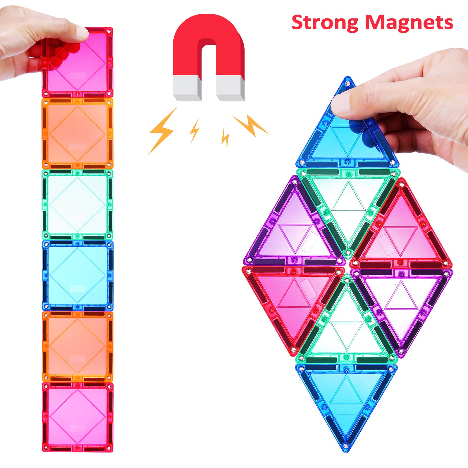 Magnetic Tiles for Kids 3D Magnet Building Tiles Set STEM Learning Toys Magnetic Toys Gift for 3+ Year Old Boys and Girls
