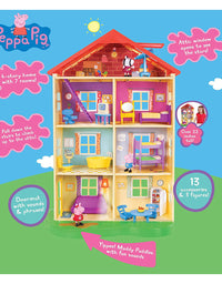 Peppa Pig 22-Inch Family Home Interactive Feature Playset with Peppa Pig, George, Zoe Zebra, 13 Accessories, 7 Rooms, Lights, Sounds, and Phrases

