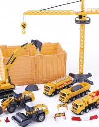 iPlay, iLearn Construction Site Vehicles Toy Set, Kids Engineering Playset, Tractor, Digger, Crane, Dump Trucks, Excavator, Cement, Steamroller, Birthday Gift for 3 4 5 Year Old Toddlers Boys Children

