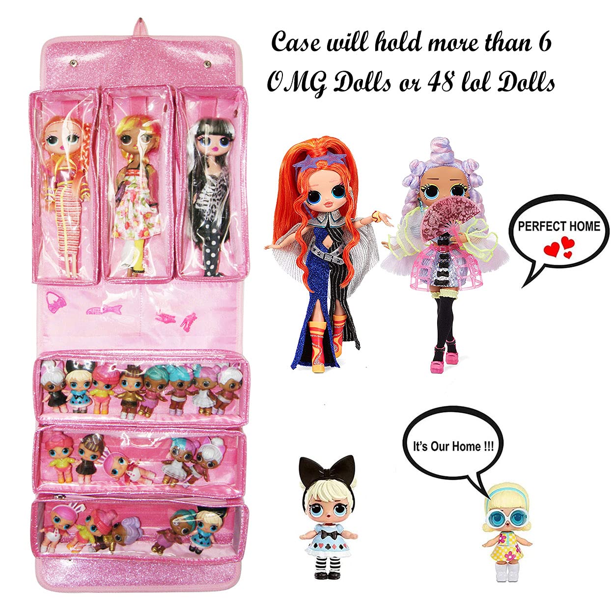 Leeche Storages & Display Case for Dolls Compatible with All LOL Surprise Dolls,Easy Carrying Storage Organizer Clear View Case