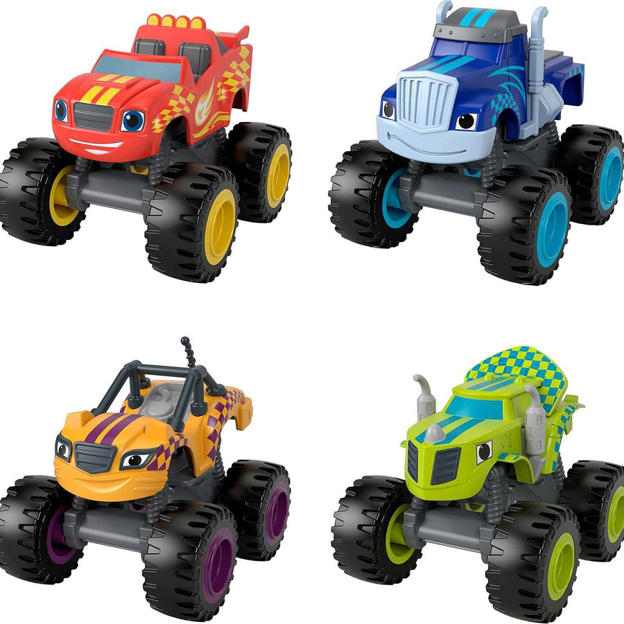 Fisher-Price Blaze and The Monster Machines Racers 4 Pack, Set of Die-Cast Metal Push-Along Vehicles for Preschool Kids Ages 3 Years and Older