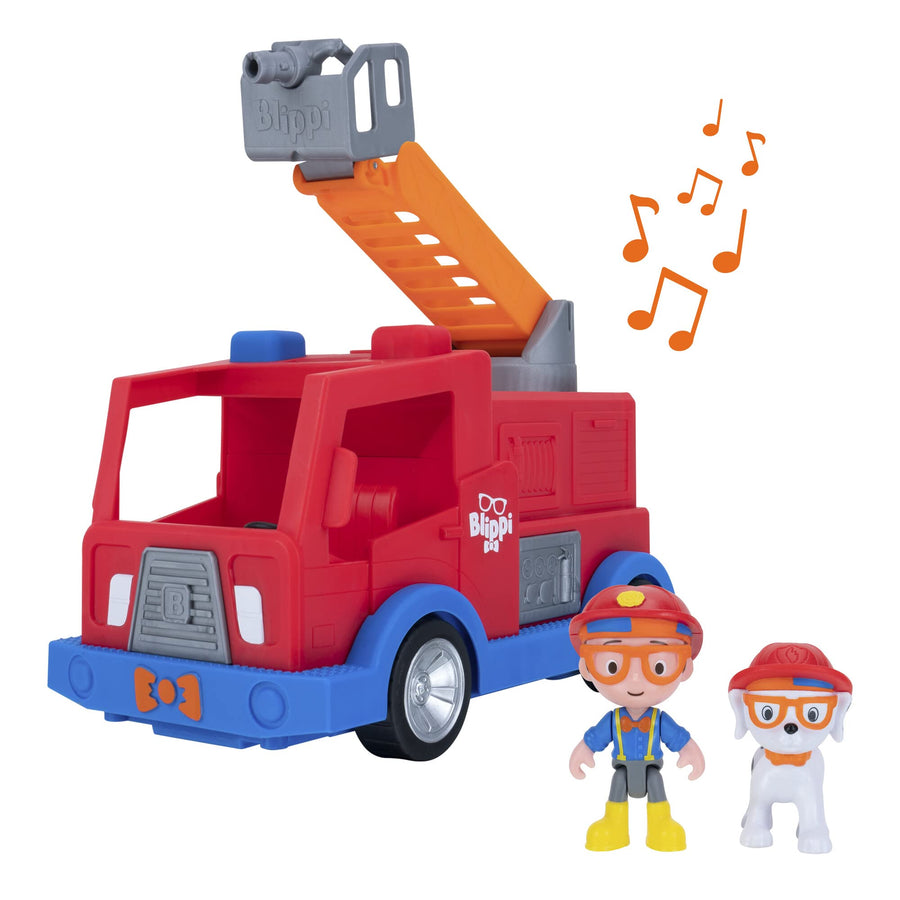 Blippi Fire Truck - Fun Freewheeling Vehicles with Freewheeling Features Including 3 Firefighter and Fire Dog, Sounds and Phrases - Educational Vehicles for Toddlers and Young Kids