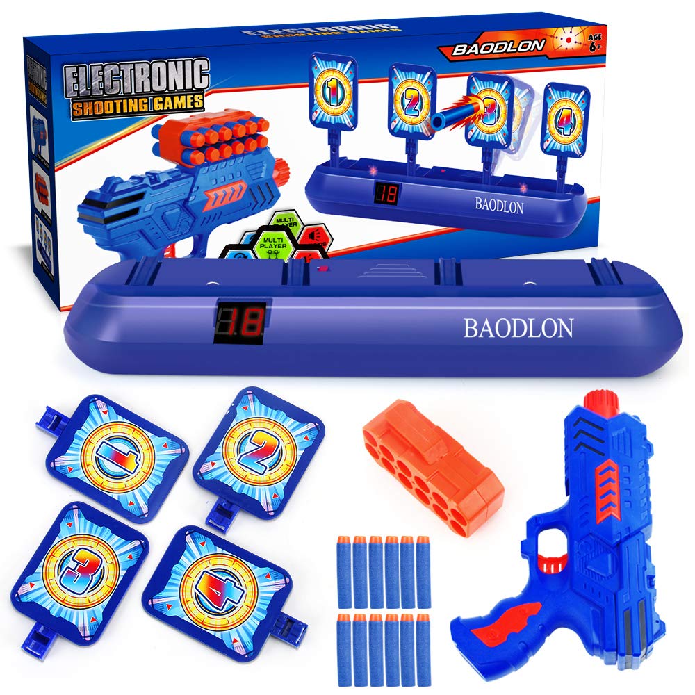BAODLON Digital Shooting Targets with Foam Dart Toy Gun, Electronic Scoring Auto Reset 4 Targets Toys, Fun Toys for Age of 5, 6, 7, 8, 9, 10+ Years Old Kids, Boys & Girls, Compatible with Nerf Toys