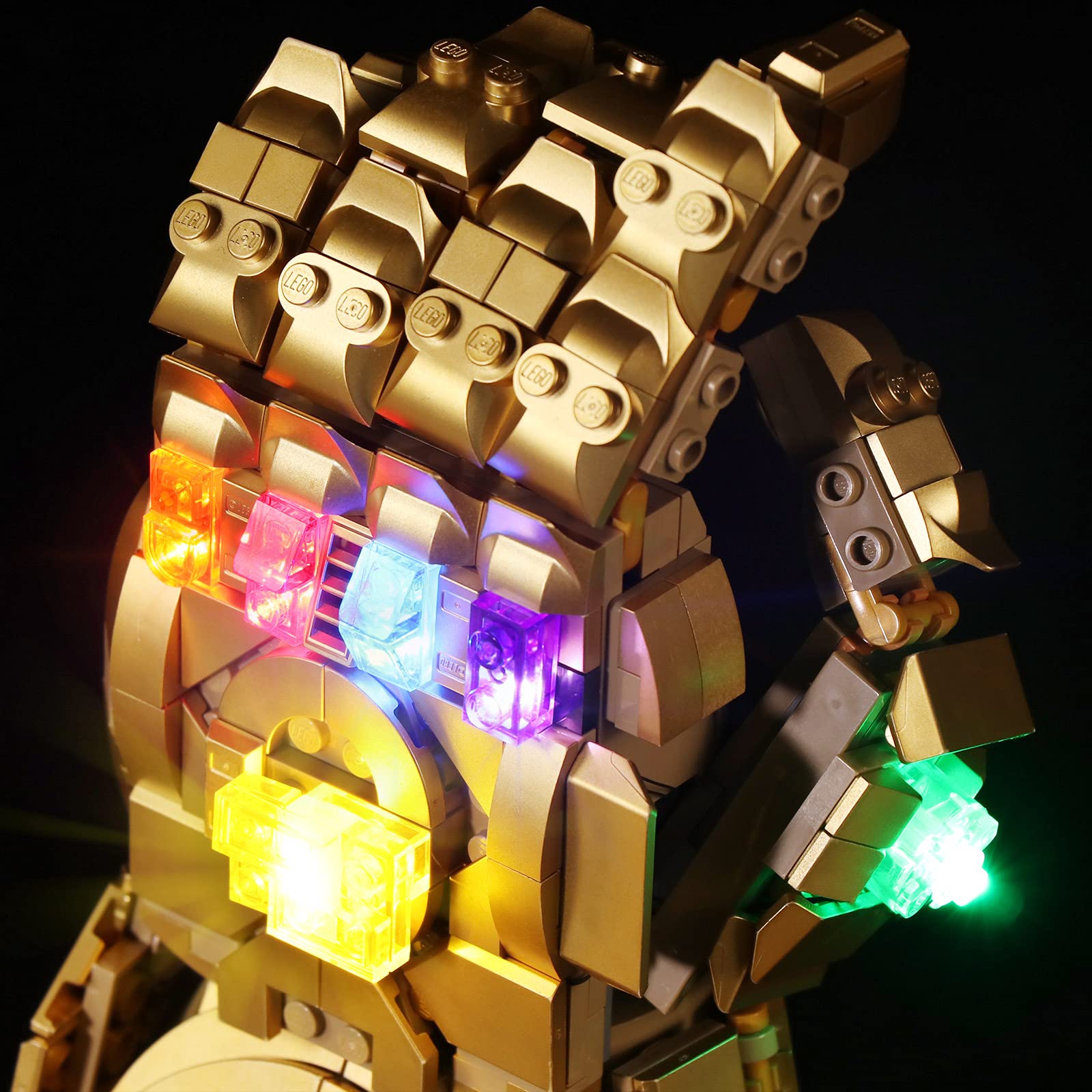 LED Light for Lego 76191 Infinity Gauntlet Collectible Building Kit, Decoration Lights for Thanos Hand Gauntlet Model, Remote Control DIY Lighting for Infinity Stones,Pack Without Building Block