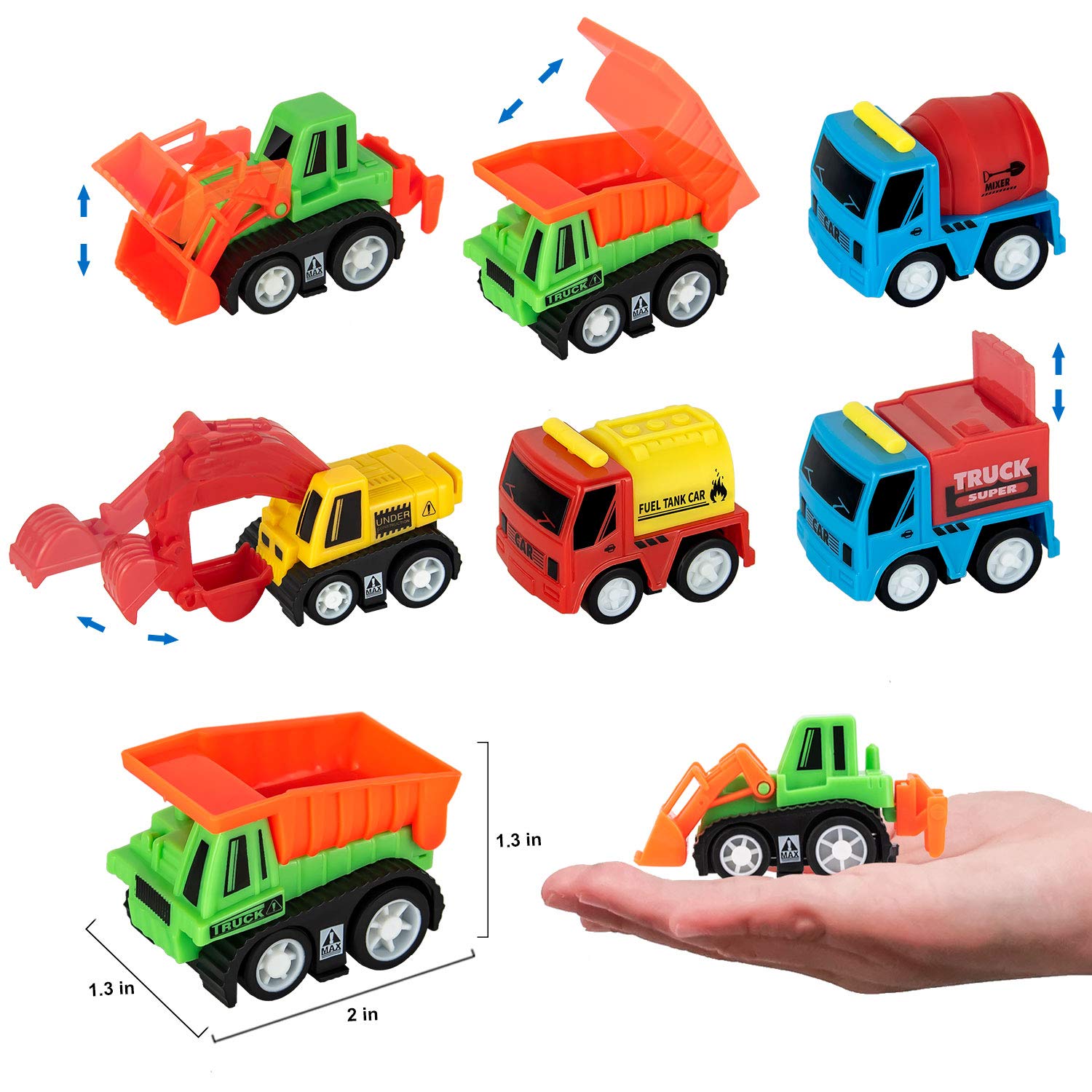 Construction Toys with Play Mat, Engineering Vehicles Set Include 6 Construction Trucks, 4 Road Signs, 14" x 18" Playmat, Pull Back Car Toys, Toys for 3 4 5 Year Old Boys Toddle Kid
