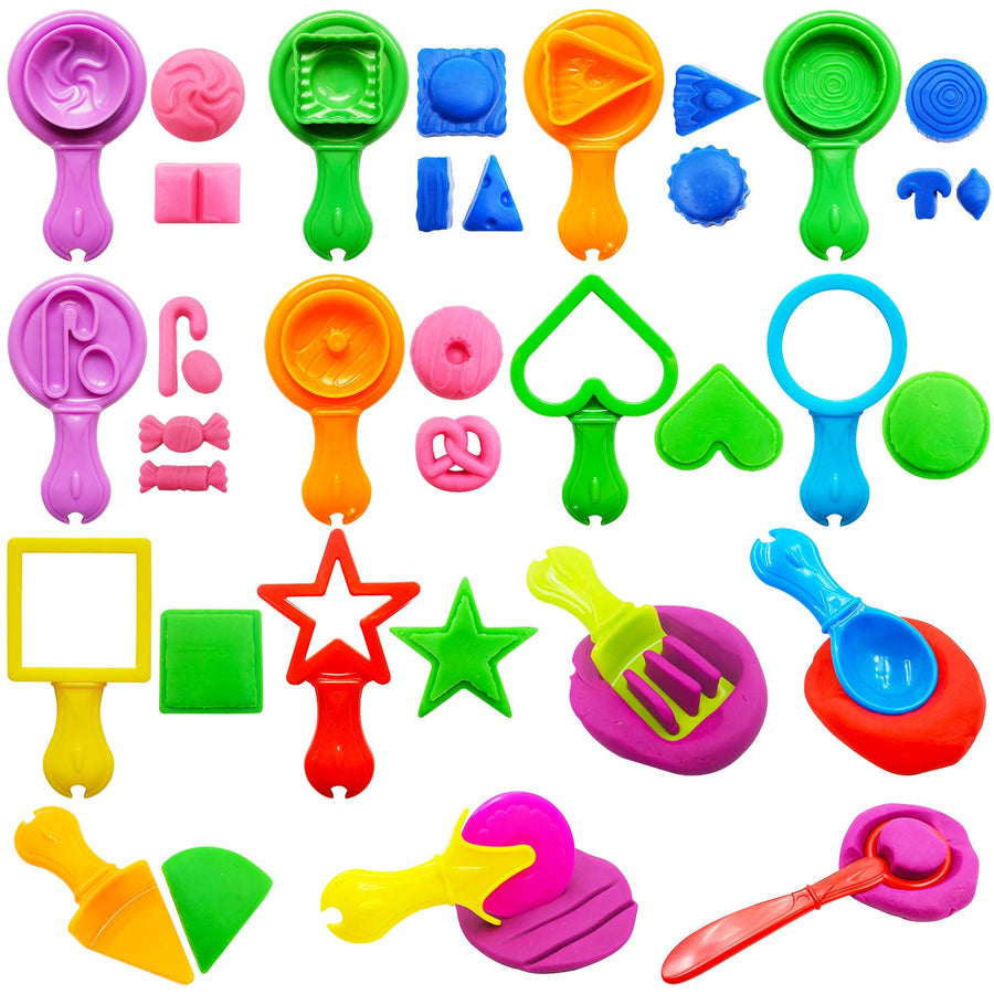 Play Dough Tools for Kids, Various Plastic Moulds, Assorted Colors, 45 Pieces