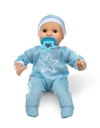 Melissa & Doug Mine to Love Jordan 12” Light Skin-Tone Boy Baby Doll with Romper, Cap, Pacifier
