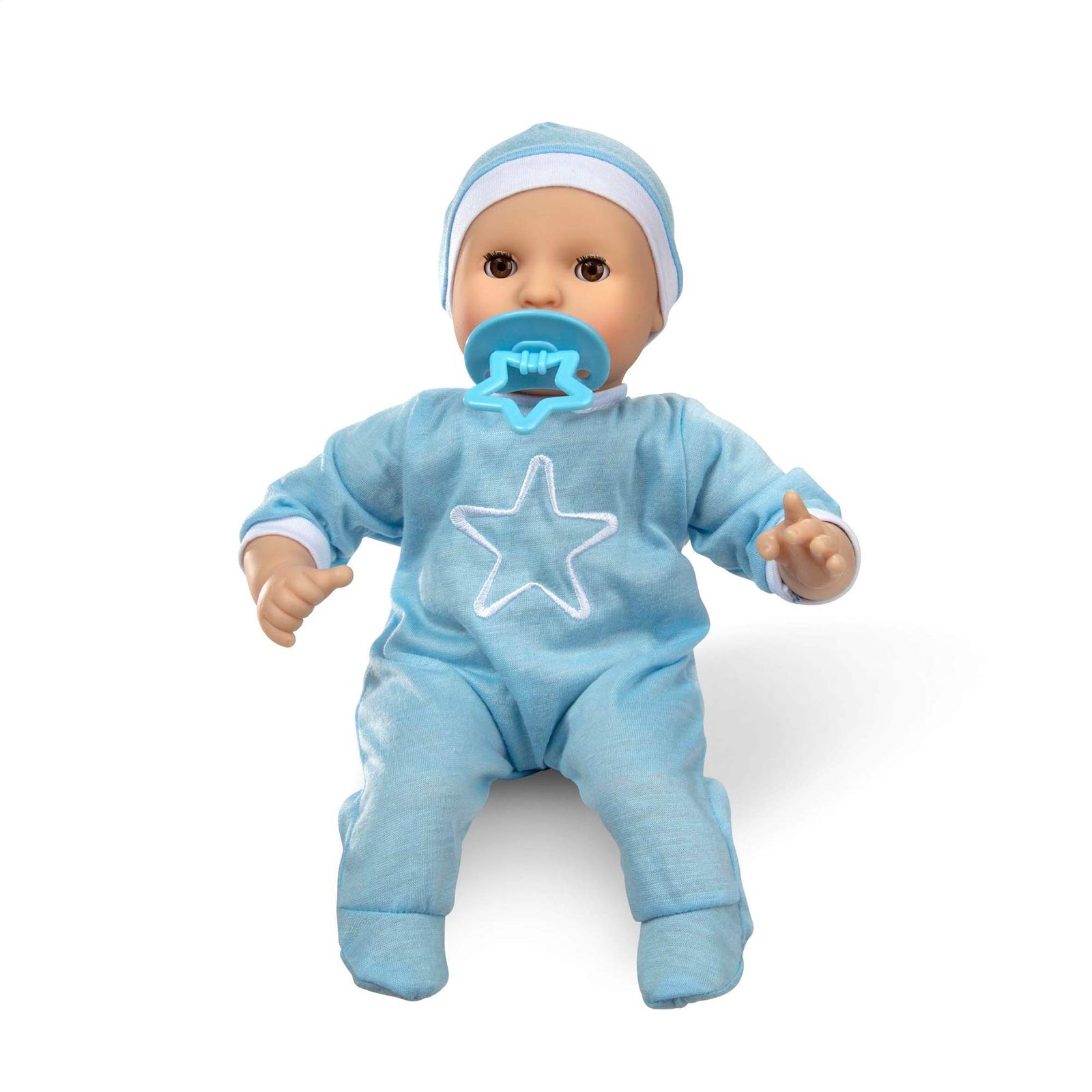 Melissa & Doug Mine to Love Jordan 12” Light Skin-Tone Boy Baby Doll with Romper, Cap, Pacifier