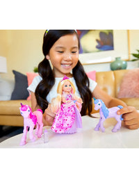 Barbie Dreamtopia Gift Set with Chelsea Princess Doll in Heart Dress, 2 Baby Unicorns and Accessories, Gift for 3 to 7 Year Olds
