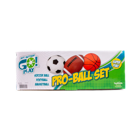 Toysmith Get Outside GO! Pro-Ball Set, Pack of 3 (5-inch soccer ball,6.5-inch football and 5-inch basketball)