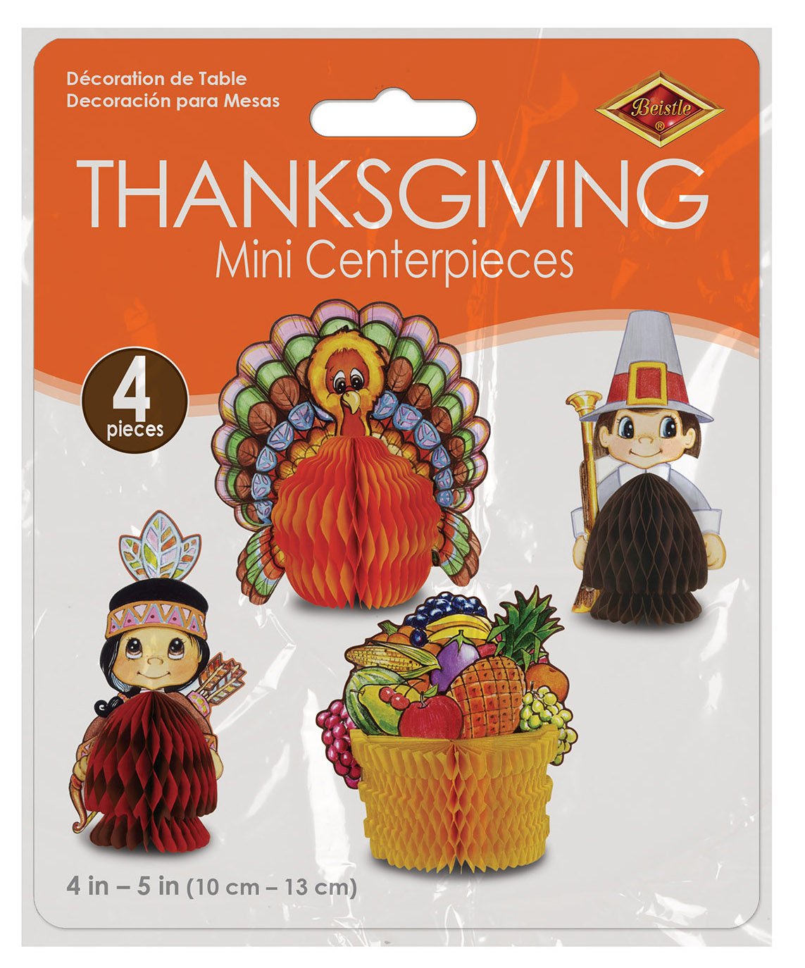 Beistle 4-Pack Decorative Thanksgiving Playmates, 4-Inch-5-Inch