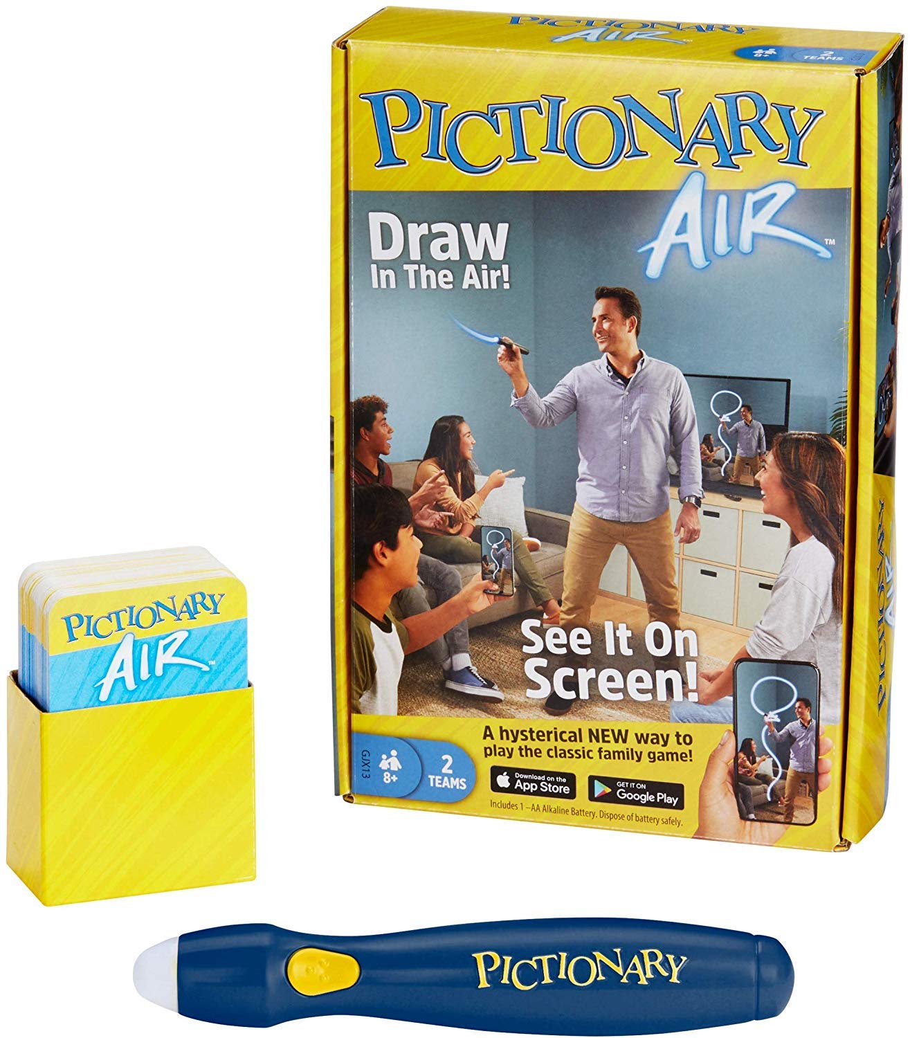 Pictionary Air Drawing Game, Family Game with Light-up Pen and Clue Cards, Links to Smart Devices, Makes a Great Gift for 8 Year Olds and up [Amazon Exclusive]