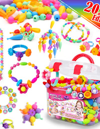 FUNZBO Snap Pop Beads for Girls Toys - Kids Jewelry Making Kit Pop-Bead Art and Craft Kits DIY Bracelets Necklace Hairband and Rings Toy for Age 3 4 5 6 7 8 Year Old Girl (Large)
