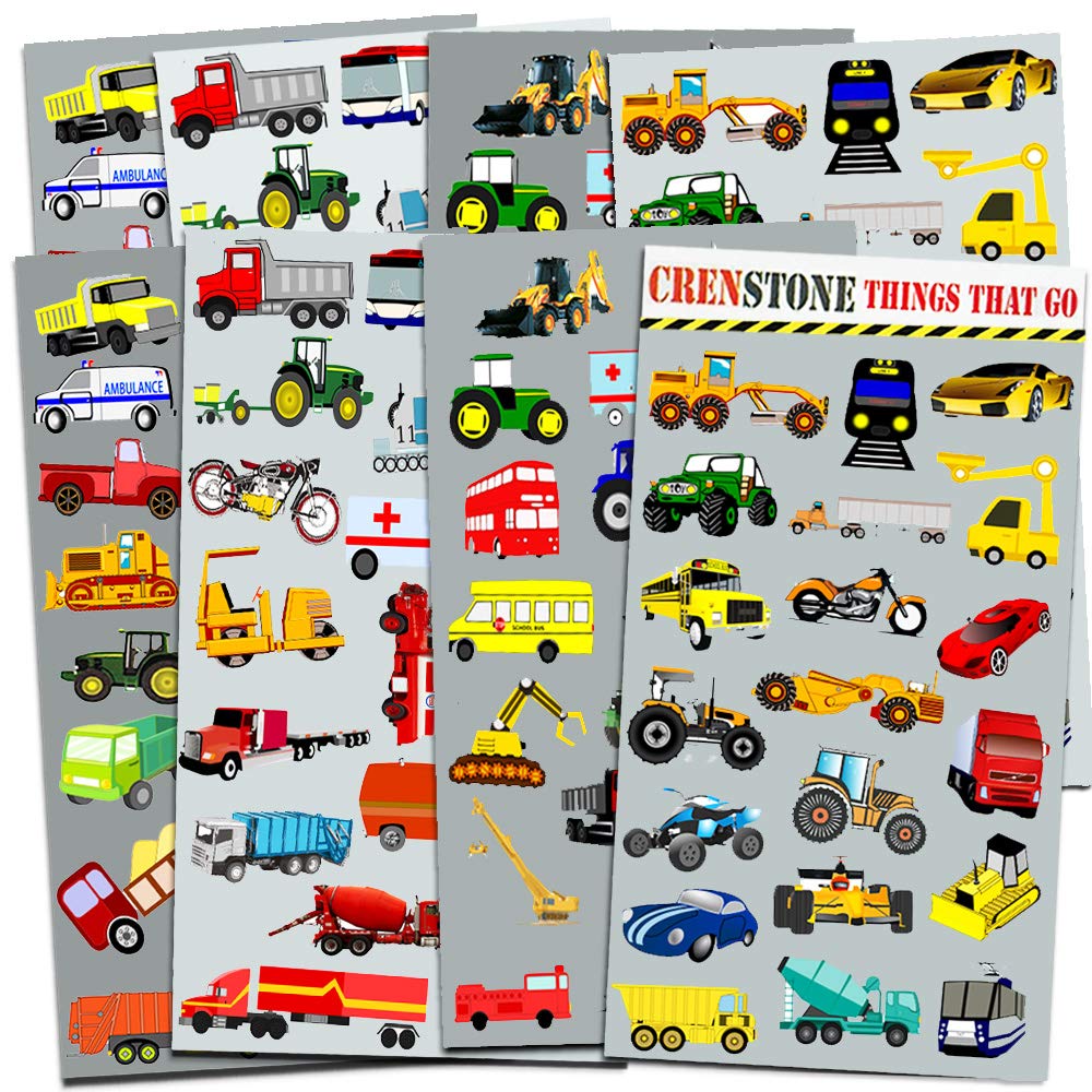 Cars and Trucks Stickers Party Supplies Pack Toddler -- Over 160 Stickers (Cars, Fire Trucks, Construction, Buses & More!)
