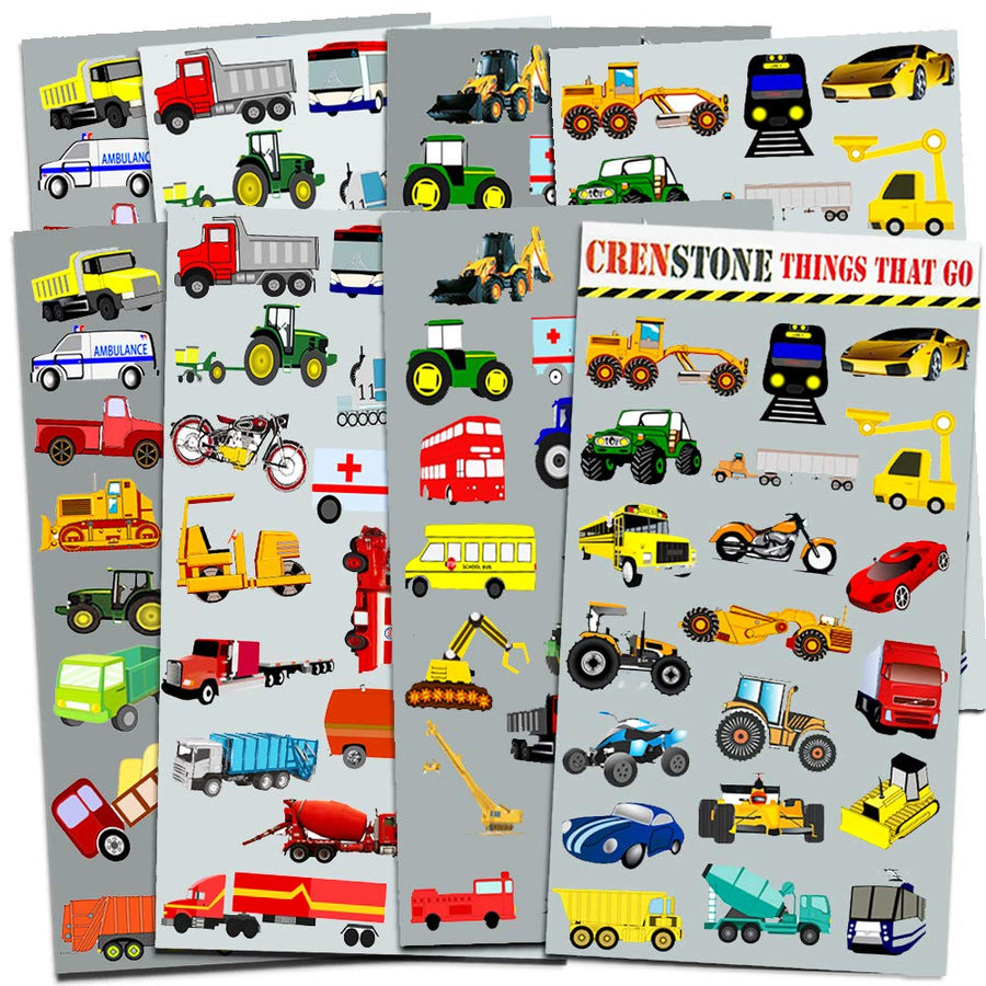 Cars and Trucks Stickers Party Supplies Pack Toddler -- Over 160 Stickers (Cars, Fire Trucks, Construction, Buses & More!)