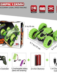 Joyjam Toys for 6-12 Year Old Boys RC Stunt Car for Kids and Adults 4WD Off Road Truck 2.4Ghz Remote Control Vehicle Double Sided 360 Degree Rotating Christmas Birthday Gifts NBC Green
