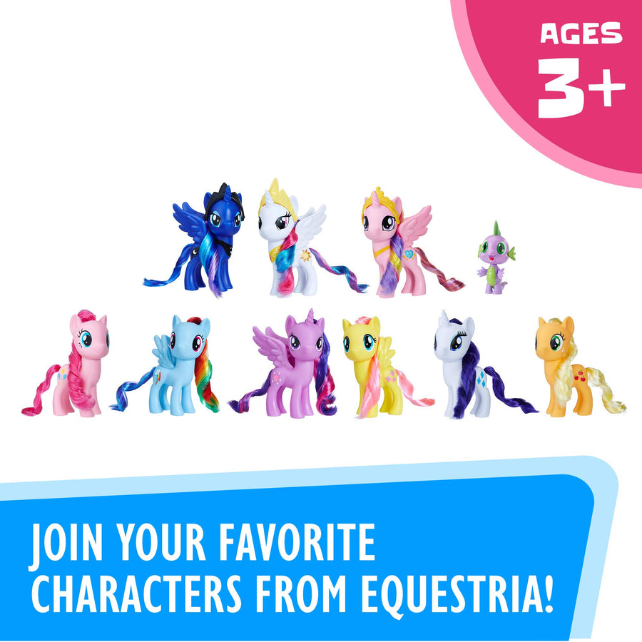 My Little Pony Friendship is Magic Toys Ultimate Equestria Collection – 10 Figure Set Including Mane 6, Princesses, and Spike the Dragon – Kids Ages 3 and Up
