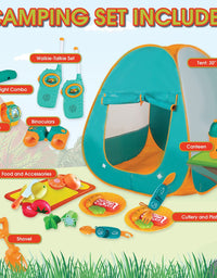 ToyVelt Kids Camping Tent Set -Includes Tent, Telescope, 2 Walkie Talkies, and Full Camping Gear Set Indoor and Outdoor Toy - Best Present for 3 4 5 6 Year Old Boys and Girls and Up. Updated Version
