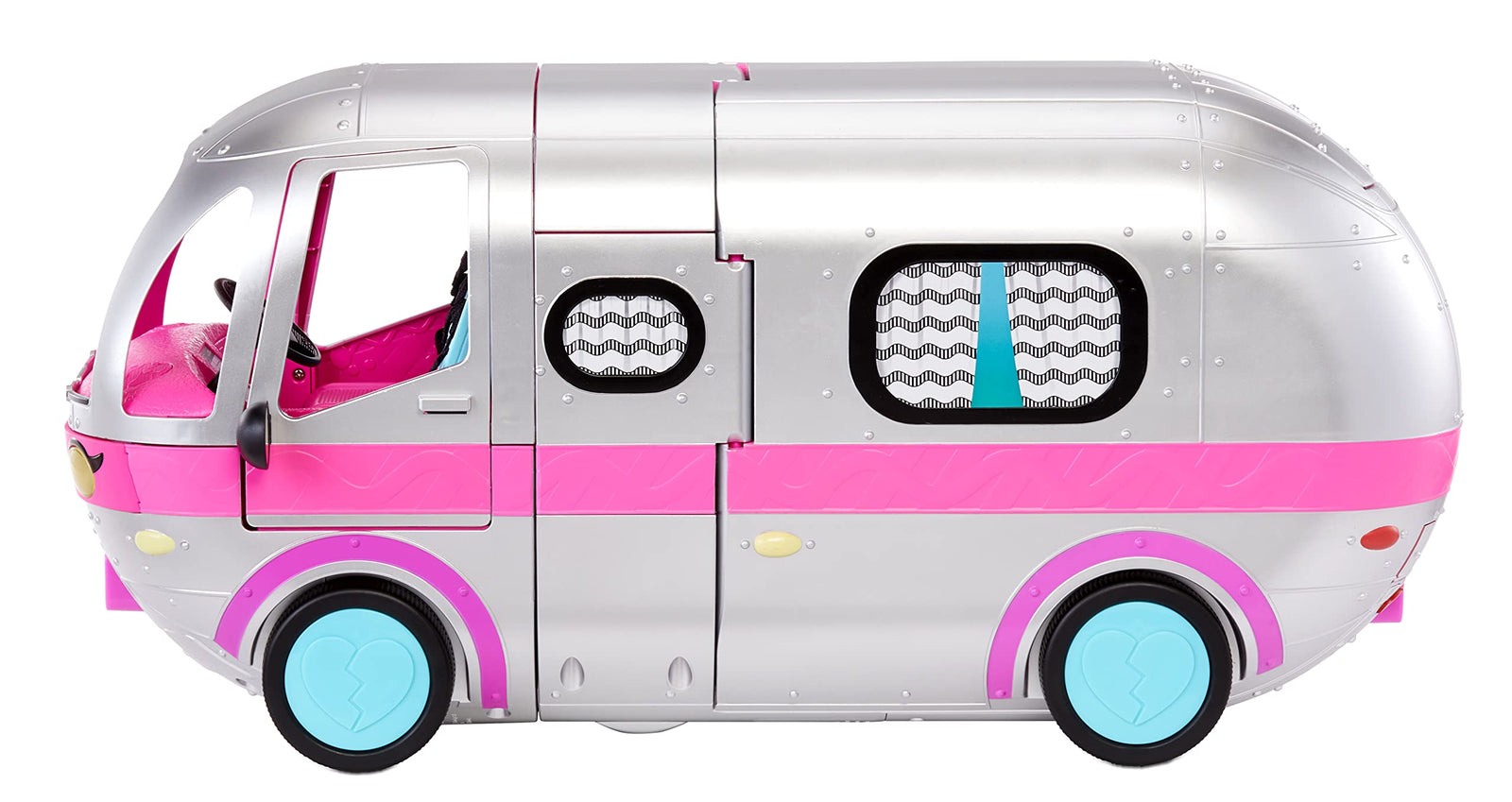 LOL Surprise OMG Glamper Fashion Camper Doll Playset with 55+ Surprises, Fully-Furnished with Light Up Pool, Water Slide, Bunk Beds, Cafe, BBQ Grill, DJ Booth - Gift Toy for Girls Ages 4 5 6 7+ Years