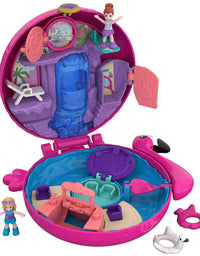 Polly Pocket Pocket World Flamingo Floatie Compact with Surprise Reveals, Micro Dolls & Accessories [Amazon Exclusive]
