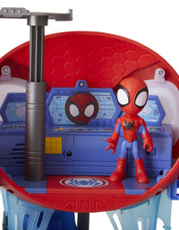 Marvel Spidey and His Amazing Friends Web-Quarters Playset with Lights and Sounds, Includes Spidey Figure and Vehicle, for Kids Ages 3 and Up
