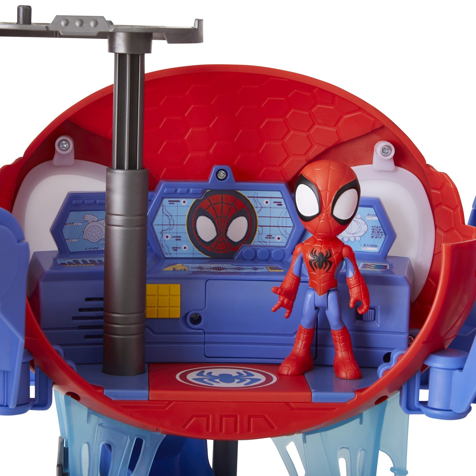 Marvel Spidey and His Amazing Friends Web-Quarters Playset with Lights and Sounds, Includes Spidey Figure and Vehicle, for Kids Ages 3 and Up