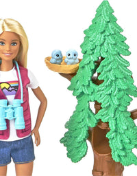 Barbie Wilderness Guide Interactive Playset with Blonde Doll (12-in), Outdoor Tree, Bridge, Overhead Rainbow, 10 Animals & More, Great Gift for Ages 3 Years Old & Up
