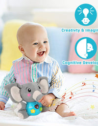 Aitbay Plush Elephant Music Baby Toys 0 3 6 9 12 Months, Cute Stuffed Aminal Light Up Baby Toys Newborn Baby Musical Toys for Infant Babies Boys & Girls Toddlers 0 to 36 Months
