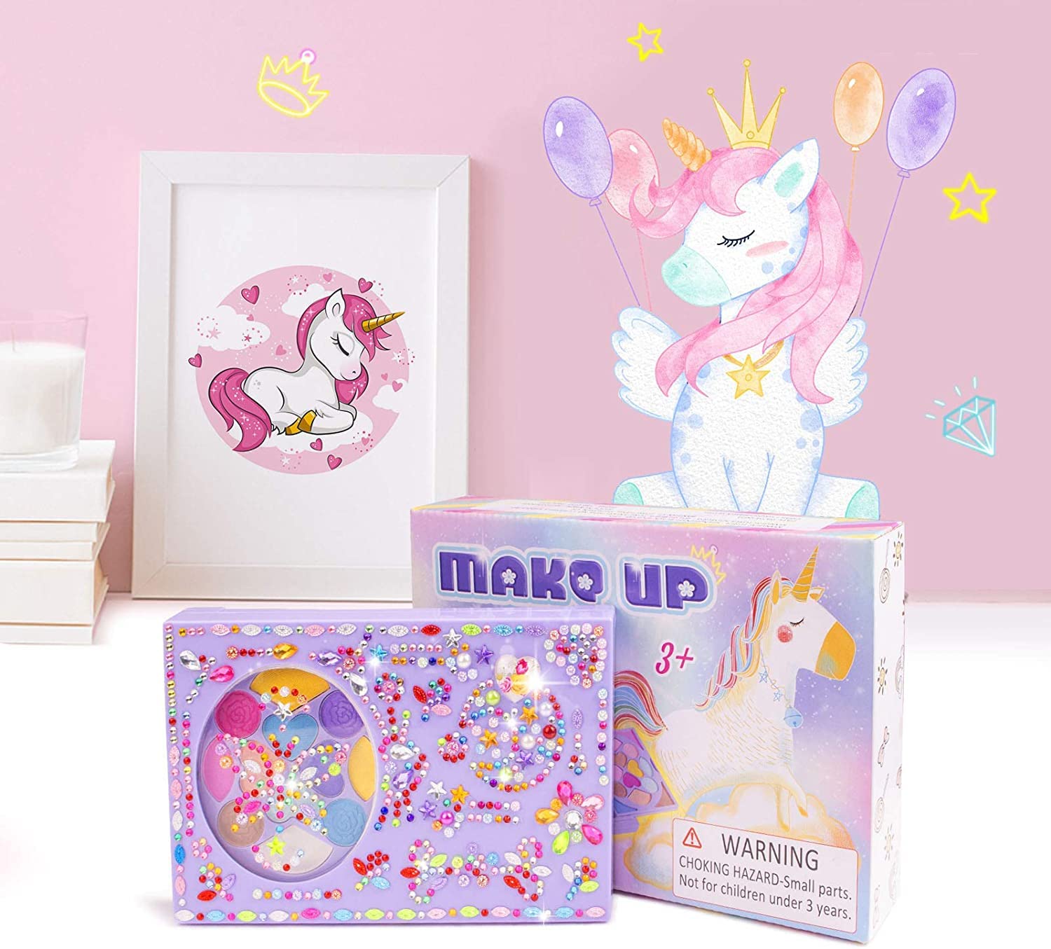 KIDCHEER Kids Makeup Kit for Girls Princess Real Washable Cosmetic Pretend Play Toys with Mirror - Non Toxic