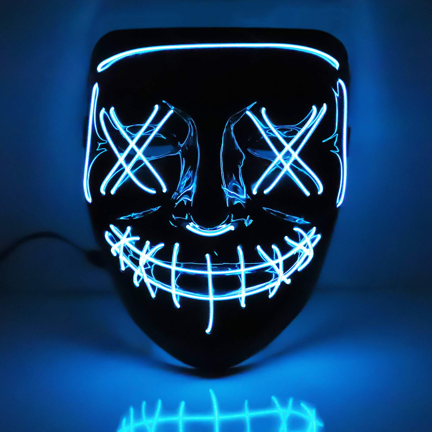 Halloween Mask LED EL Wire Light Up Mask for Festival Cosplay Halloween Costume