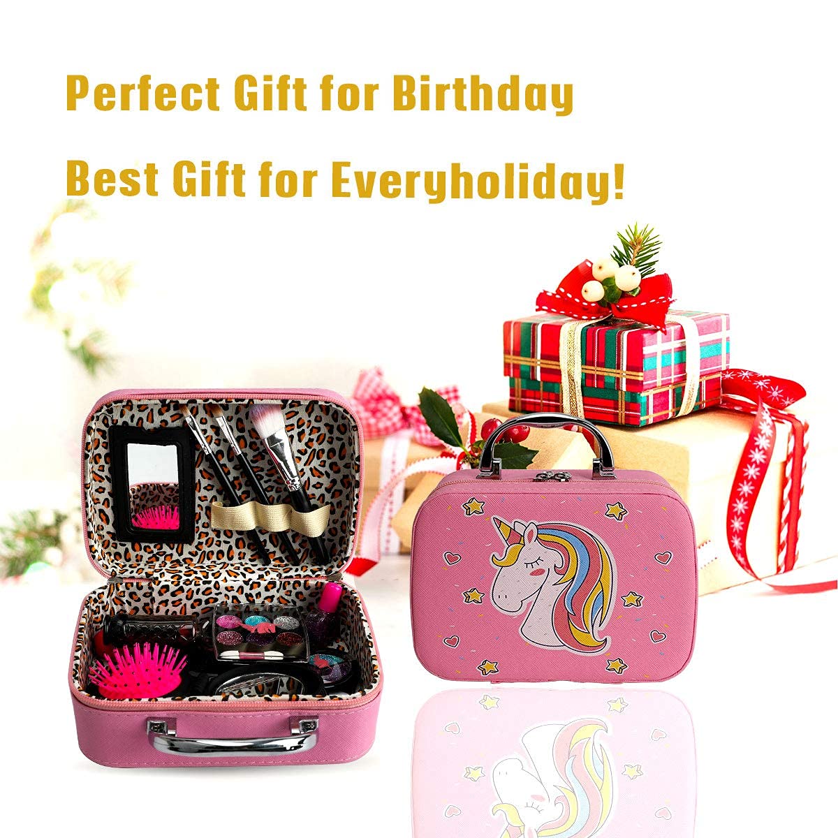 Kids Makeup Kit for Girls, Washable Makeup Kit, Real Play Kids Makeup Set Princess Play Birthday 3 4 5 6 Gift for Little Girls Toys