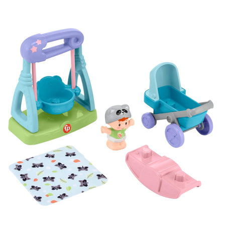 Fisher-Price Little People Swing & Stroll Babies Play Set with Figure and Pretend Outdoor Toys for Toddlers and Preschool Kids