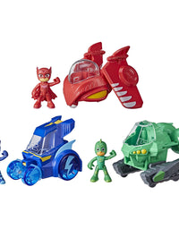 PJ Masks 3-in-1 Combiner Jet Preschool Toy, Toy Set with 3 Connecting Cars and 3 Action Figures for Kids Ages 3 and Up
