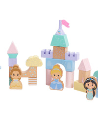 Disney Wooden Toys Princess Castle Block Set, 25-Pieces Include Cinderella, Belle, and Jasmine Block Figures, Amazon Exclusive, by Just Play
