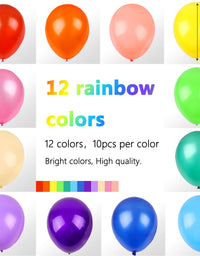 RUBFAC 120 Balloons Assorted Color 12 Inches 12 Kinds of Rainbow Latex Balloons, Multicolor Bright Balloons for Party Decoration, Birthday Party Supplies or Arch Decoration
