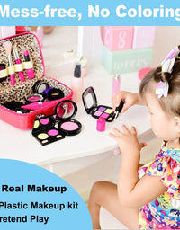 Tepsmigo Pretend Makeup Kit for Girls, Kids Pretend Play Makeup Set - with Cosmetic Bag for Birthday Christmas, Toy Makeup Set for Toddler, Little Girls Age 3+(Not Real Makeup)
