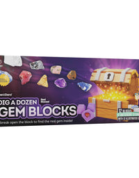 Dig a Dozen Gem Blocks - Break Open 12 Unique Gemstone Blocks and Discover 12 Real Precious Stones - Mineral & Rock Collection for Kids - Archaeology Geology Science Gift for Boys & Girls
