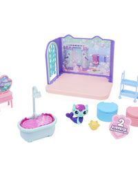 Gabby's Dollhouse, Primp and Pamper Bathroom with Mercat Figure, 3 Accessories, 3 Furniture and 2 Deliveries, Kids Toys for Ages 3 and up
