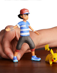 Pokemon 4.5-Inch Feature Battle Action Figure, Features Ash and Launch into Action 2-Inch Pikachu
